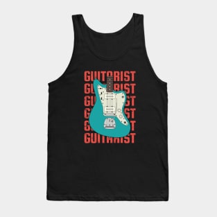 Guitarist Repeated Text Offset Style Electric Guitar Body Tank Top